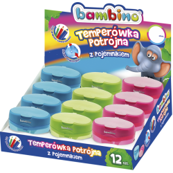 Temperówka potrójna z pojemnikiem Bambino Mix kolorów